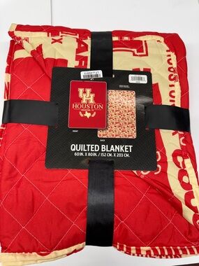 Northwest Red and Black Quilted Blanket University of Houston NEW